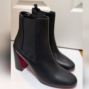 NWOB Christian Louboutin Black Leather Turelastic Chelsea Boot Size 42 US 12